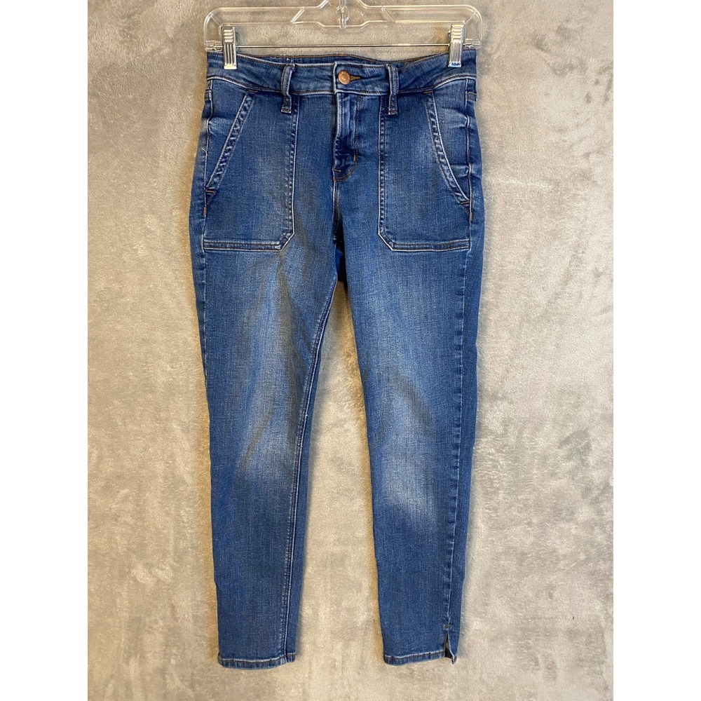 Old Navy Jeans Womens 2 Rockstar Super Skinny Ankle Blue Patch Pocket EUC